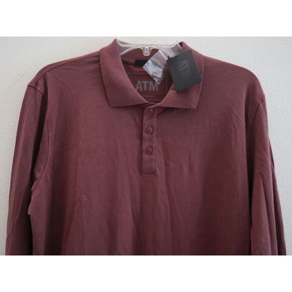ATM Anthony Thomas Melillo AM4319 GAB Men's Sz Medium Maroon L/S Polo Shirt $115 - Picture 3 of 9